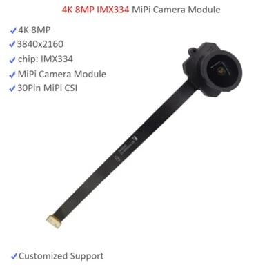 3864 x 2160 4K IMX334 8MP MIPI Camera Module F3.6 FF Fixed Focus 157° Wide Angle - Image 1 of 4
