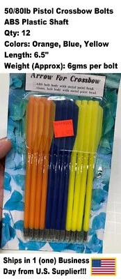 Pernos de ballesta para pistola 50/80 lb (paquete de 12 naranjas/azules/amarillos) Foto 1 de 4