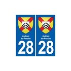 28 Authon-Du-Perche Blason Autocollant Plaque Stickers Ville - Angles : Droits