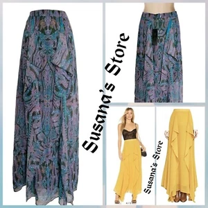 NWT BCBG MAXAZRIA SIZE 8 Elm Combo Paisley Printed Ruffled Maxi Skirt MSRP $268 - Picture 1 of 8