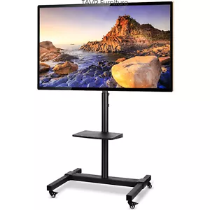 Mobile TV Cart with Wheels Height Adjustable for 32-70 Inch Flat Screen TVs - Picture 1 of 8