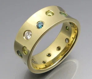 DISEÑO DE NEUMÁTICOS - TOP BRILLANTE CIELO ESTRELLADO "COLOR" - ORO 585 - ¡ÚNICO! - Imagen 1 de 8