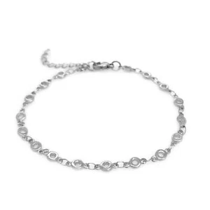 Pulsera de cadena circular pequeña de plata para mujer de acero inoxidable ajustable - Imagen 1 de 4