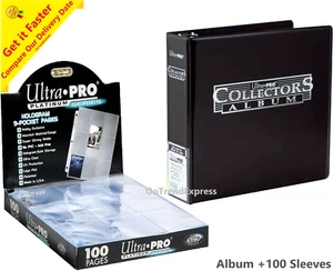 ULTRA PRO 3 RING BLACK BINDER ALBUM +100 PLATINUM 9 POCKET PAGES SLEEVES POKEMON - Picture 1 of 13