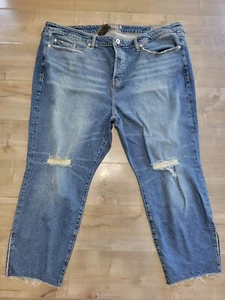 NEW Torrid Jeans High-Rise Straight Women 24 Studded Distressed Raw Hem Denim - Picture 1 of 9