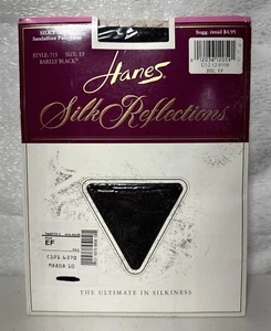 Manguera de sandalia Hanes Silk Reflections vintage talla EF apenas negra - Imagen 1 de 3