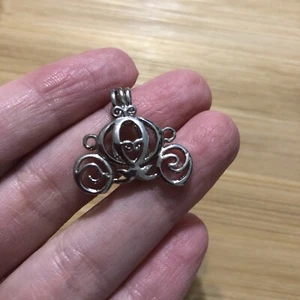 Princess Carriage - Cinderella - Pearl Cage Pendant - Silver Plated Fun Gift!! - Picture 1 of 3