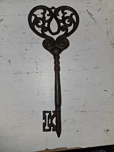 Gusseisen Skelett Schlüssel Home Wand Dekor Groß 13,5" Rustikal Metall Primitiv Verziert - Bild 1 von 6