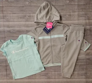New! Toddler Girl's CHAMPION 3pc Sweatshirt Tee and Pants Outfit Multiple Sizes - Picture 1 of 4