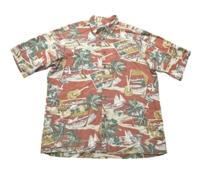 Reyn Spooner Joe Kealoha SS Button Up Shirt Mens Medium Red Hawaiian Beach Aloha - Image 1 of 4