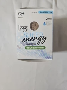 Leggs Sheer Energy Control Top Strumpfhose Q+ Nude Medium Support 2 Paar - Bild 1 von 9