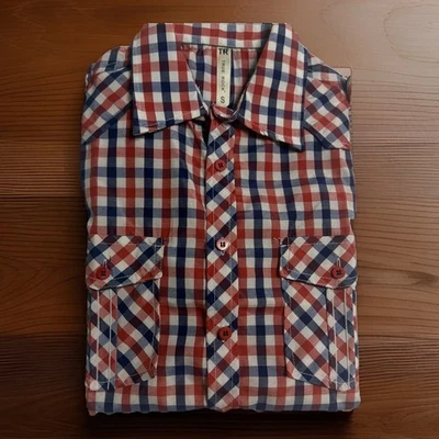 True Rock Short-sleeve Western Red & Blue Plaid Front Pocket Size Small - Image 1 of 4