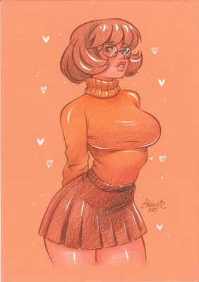 Dibujo original A4 243ShAl ilustraciones lápiz de colores pin up Velma Dinkley Foto 1 de 2