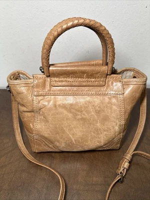 Cartera de Cuero Frye Marrón Camel Bandolera Trenzada Doble Asa Bolso Cartera Foto 1 de 4