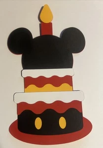 Mickey Mouse Inspired Birthday Cake Paper Piece Handmade For Scrapbooks & Cards - Picture 1 of 5
