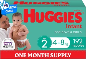 Infant Nappies Size 2 4-8Kg 192 Pack One Month Supply Soft Gentle Fit Baby - Picture 1 of 10