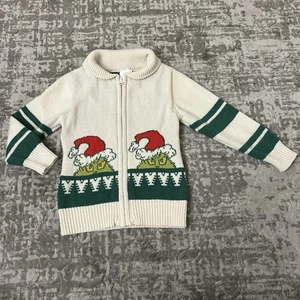 Dr. Seuss THE GRINCH Christmas Holiday Zip Front Zipper Sweater Size 3T - Picture 1 of 10