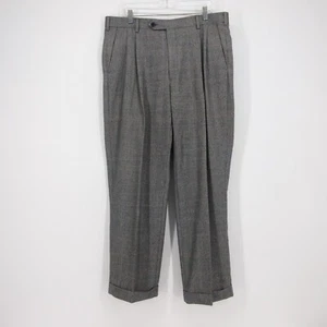Brooks Brothers Wollhose 37R x 30 grau kariert Bündchen Flanellhose Italy - Bild 1 von 6