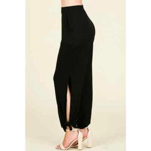 Pantalones con dobladillo de corbata lateral dividido en negro, totalmente nuevos - Imagen 1 de 2