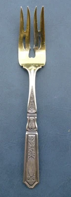 Tenedor de pastelería St. Dunstan perseguido plata de ley por Gorham 3 letras mono lavado dorado Foto 1 de 4