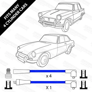 Classic Car Double Silicone HT Leads in Blue Fits Many British Classics - Picture 1 of 7