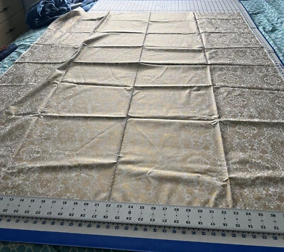 Beautiful 43" Wide by 56" Long Gold and White Fabric Remnant Joann 1.5 Yards - Image 1 of 4