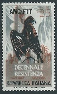 1954 TRIEST EIN JAHRZEHNT DES WIDERSTANDS VIELFALT VERSCHOBENER HINTERGRUND MH * - ED885 - Bild 1 von 1