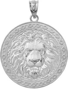 925 Sterling Silver Lion Head Medallion Round Leo Horoscope Jewelry Pendant - Picture 1 of 1