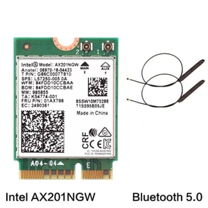 Carte Bluetooth Intel AX201 WiFi 6 M.2 CNVIO double bande 3000 Mbit/s avec antenne - Photo 1/9