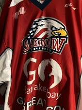 OHL SAGINAW SPIRIT RYAN ORBAN PRE-GAME WORN HOCKEY JERSEY