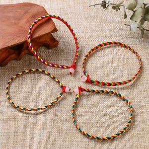 20 Pcs Red with Multi-Color Handmade Braided Chinese Wristband Lucky Bracelets - Picture 1 of 6