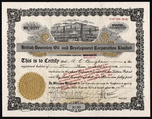 1929 Calgary, Alberta, Canada: British Dominion Oil and Development Corporation - Foto 1 di 3