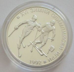 Bulgaria 25 Leva 1990 Olympics Albertville Cross-Country Skiing Silver