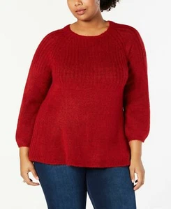 Style & Co. Women's Plus Size Bishop-Sleeve Tunic Sweater, Red, 0X - Picture 1 of 2