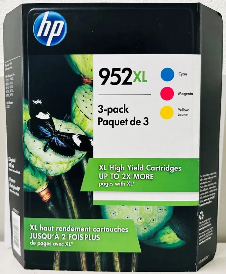 HP 952 XL Cyan Magenta Yellow Ink Set N9K30BN L0S61AN L0S64AN L0S67AN Exp 2024 - Image 1 of 1