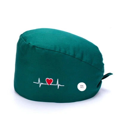 Unisex Surgical Scrub Cap Hat with Buttons Women Men Hospital Doctor Nur - - Image 1 of 4