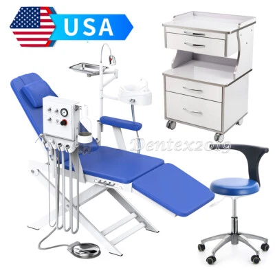 Portable Dental Folding Chair LED Air Turbine Unit/Doctor's Stool/ Cart Cabinet - Image 1 of 4