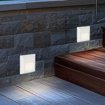 Außenwandleuchte Stufenlicht Treppenleuchte LED Terrassenleuchte weiß 2er Set - Bild 1 von 4