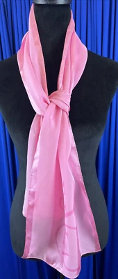 Oscar De La Renta Silk Scarf Pink Logo Rolled Hem 58" x 11" (no label) - Image 1 of 4