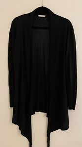 N. Peal Womens Lightweight Open Asymmetrical Black Cardigan Sweater Size M