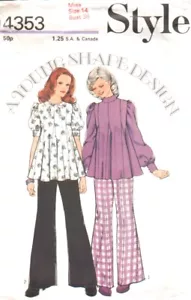 Style 4353 Vintage 70's Blouse Top & Wide Leg Pants Sewing Pattern Size 14 - Bild 1 von 2
