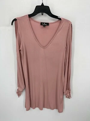 Top túnica Lulus para mujer pequeño rosa hombro frío manga larga cuello redondo Foto 1 de 4