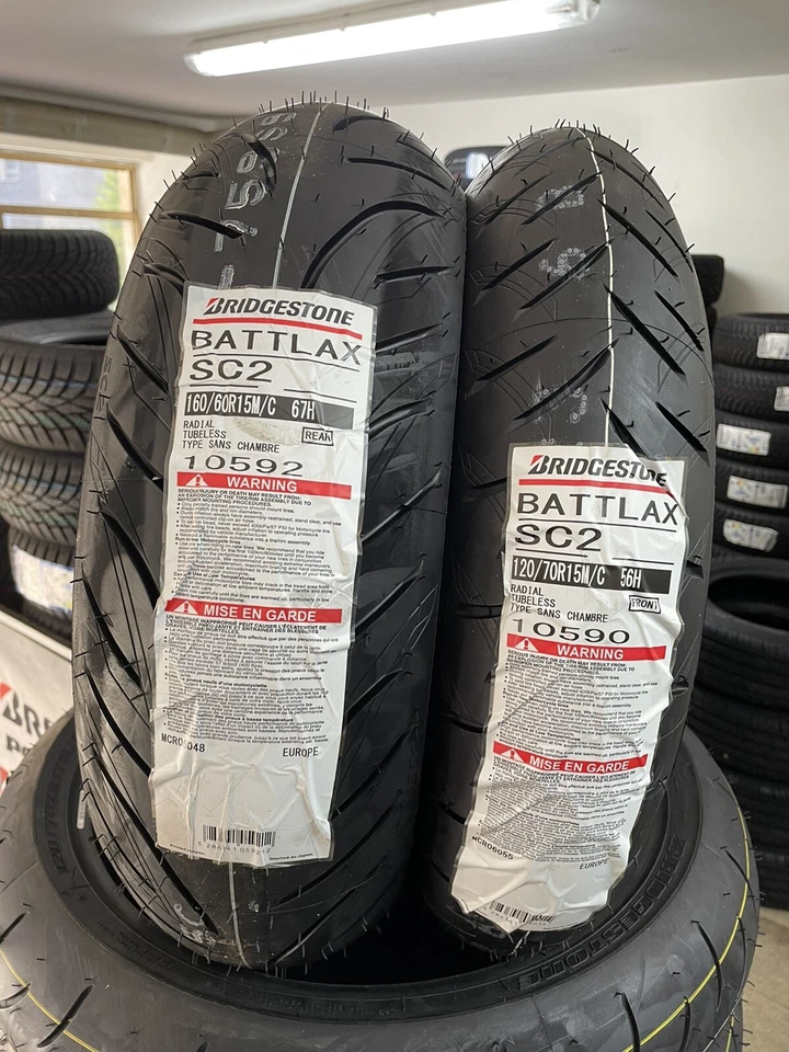 PNEUMATICI 120/70R15 56H 160/60R15 67H BRIDGESTONE BATTLAX SC2 T MAX GOMME - Bild 1 von 1