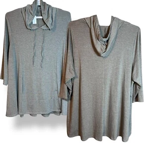 Womens Hoodie Pullover Lagenlook Tunic 26/28 Olive Green NEW Lane Bryant Lounge - Picture 1 of 14