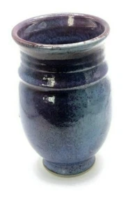 PURPLE GLAZED VASE WERNER ARTIST SIGNED POTTERY CERAMIC VASE CHIC BOHO 6" X 3.5" - Picture 1 of 12