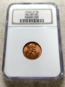 1942-D Wheat Cent - MS67RD - NGC - Rich Color - Picture 1 of 4
