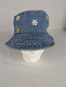 Daisy Denim Jean Bucket Hat Floral Flower Sun Vintage Retro 90s Y2K Girls Teen - Picture 1 of 9