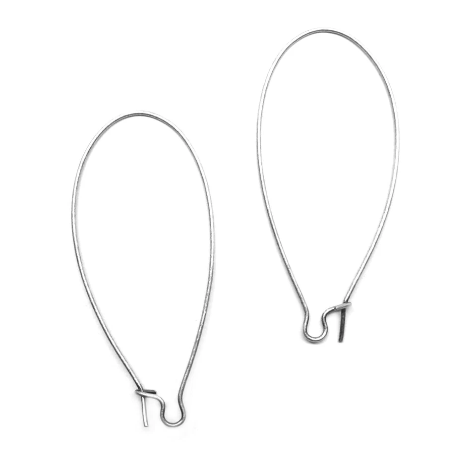 Alambres para orejas de riñón XL placa de plata antiguos 50 mm (2 pulgadas) sin níquel 18 Pr (36 piezas) Foto 1 de 1