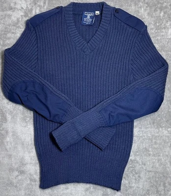 90s Vintage 100% Wool Sweater Size 40 Elbow Patches Made In GT Britain - Image 1 of 4