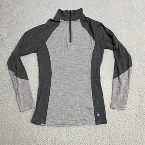 Smartwool Pullover Womens Small Gray Black Merino 150 Base Layer Long Sleeve Top - Picture 1 of 9